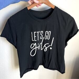 Let’s Go Girls rolled hem handmade cropped gym pump cover tee shirt medium M